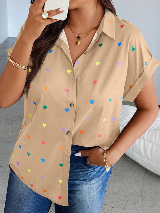 SHEIN LUNE Blusa casual de manga tipo murciélago con estampado de corazones para mujer - Quierox - Tienda Online