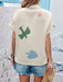 SHEIN LUNE Blusa informal de manga corta con estampado aleatorio de corazones y estrellas para mujeres - Quierox - Tienda Online