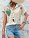 SHEIN LUNE Blusa informal de manga corta con estampado aleatorio de corazones y estrellas para mujeres - Quierox - Tienda Online
