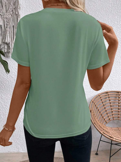 SHEIN LUNE Camiseta de mujer casual de manga corta de unicolor - Quierox - Tienda Online