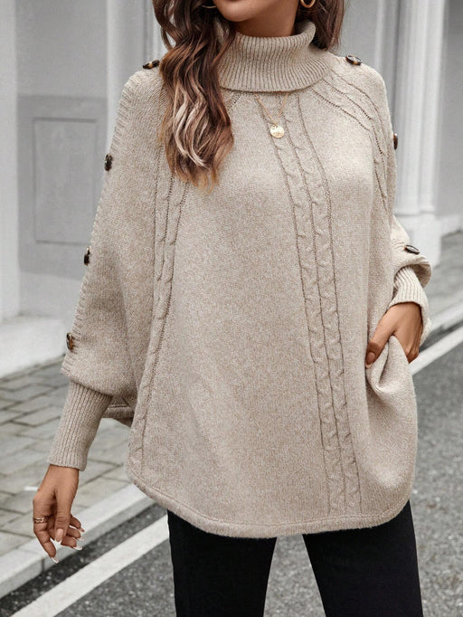 SHEIN LUNE Jersey holgado informal de mujer con cuello alto con botones decorativos - Quierox - Tienda Online