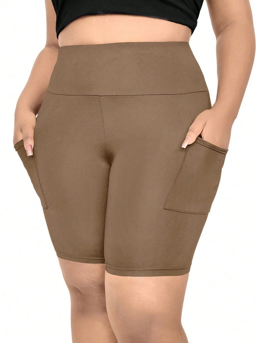 SHEIN LUNE Pantalones cortos ajustados con bolsillos y cintura