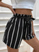SHEIN LUNE Pantalones cortos con cinturón y cintura paper bag a rayas - Quierox - Tienda Online