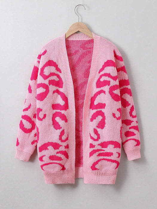SHEIN Lunivi Cárdigan estilo plumero con hombros caídos y estampado integral para niña - Quierox - Tienda Online