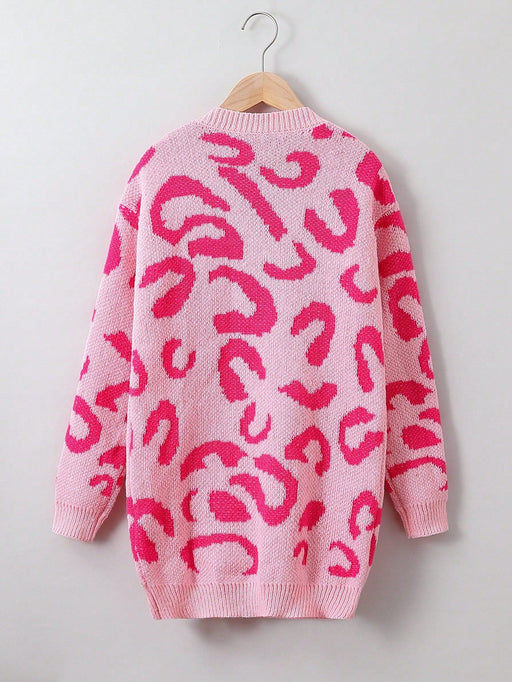 SHEIN Lunivi Cárdigan estilo plumero con hombros caídos y estampado integral para niña - Quierox - Tienda Online