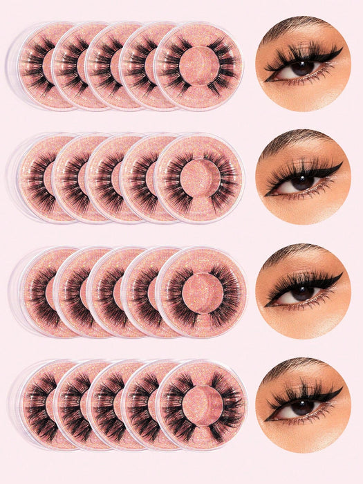 SHEIN MAGEFY 20 pares de pestañas postizas naturales de estilo mixto, pestañas gruesas, rizadas y voluminosas - Quierox - Tienda Online