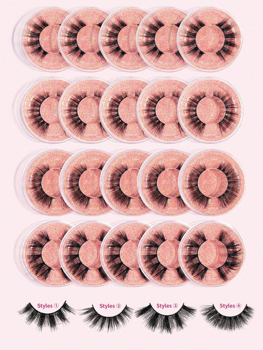 SHEIN MAGEFY 20 pares de pestañas postizas naturales de estilo mixto, pestañas gruesas, rizadas y voluminosas - Quierox - Tienda Online