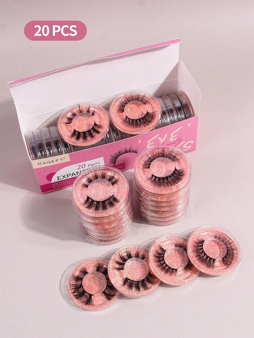 SHEIN MAGEFY 20 pares de pestañas postizas naturales de estilo mixto, pestañas gruesas, rizadas y voluminosas - Quierox - Tienda Online