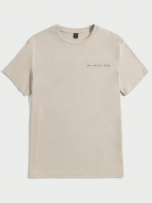 SHEIN Manfinity BRENVOR Hombres Camiseta algodón con estampado de árbol de coco y slogan - Quierox - Tienda Online