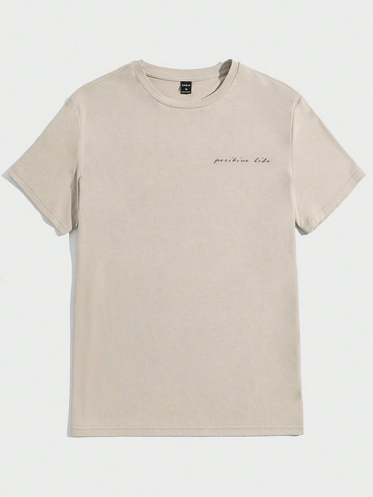 SHEIN Manfinity BRENVOR Hombres Camiseta algodón con estampado de árbol de coco y slogan - Quierox - Tienda Online