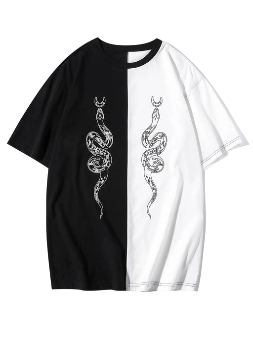 Shein Manfinity Camiseta de dos tonos con estampado de serpiente para hombre - Quierox - Tienda Online