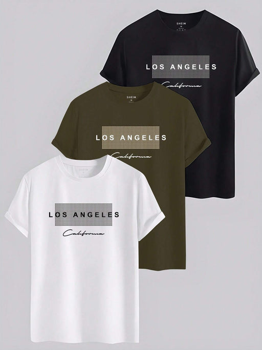 SHEIN Manfinity Dauomo Camiseta casual de verano para hombre de manga - Quierox - Tienda Online