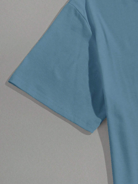 Shein Manfinity Homme Camiseta De Manga Corta Con Estampado De Letras Para Hombre - Quierox - Tienda Online