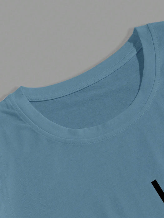 Shein Manfinity Homme Camiseta De Manga Corta Con Estampado De Letras Para Hombre - Quierox - Tienda Online