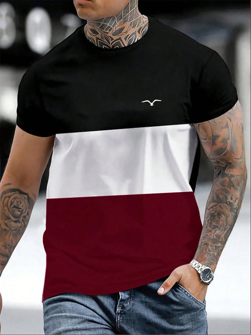 SHEIN Manfinity Homme Camiseta De Manga Corta Con Patrón De Gaviota - Quierox - Tienda Online