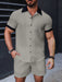 SHEIN Manfinity Homme Conjunto de camisa de unicolor, estilo simple y casual - Quierox - Tienda Online