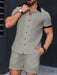 SHEIN Manfinity Homme Conjunto de camisa de unicolor, estilo simple y casual - Quierox - Tienda Online