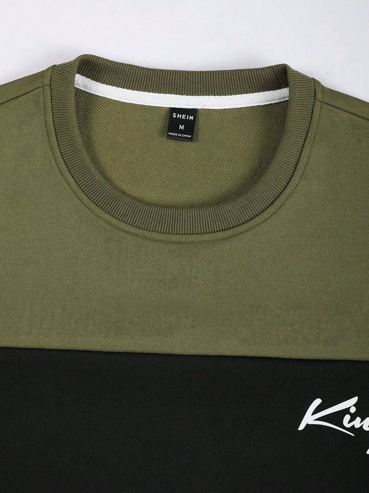 SHEIN Manfinity Homme Hombres Sudadera con estampado de letra de color - Quierox - Tienda Online