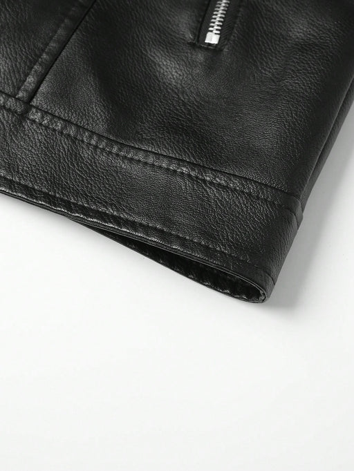 SHEIN Manfinity LEGND Chaqueta de motocicleta de cuero sintético con cremallera - Quierox - Tienda Online
