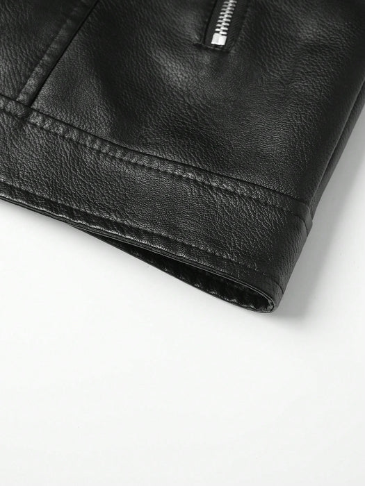 SHEIN Manfinity LEGND Chaqueta de motocicleta de cuero sintético con cremallera - Quierox - Tienda Online