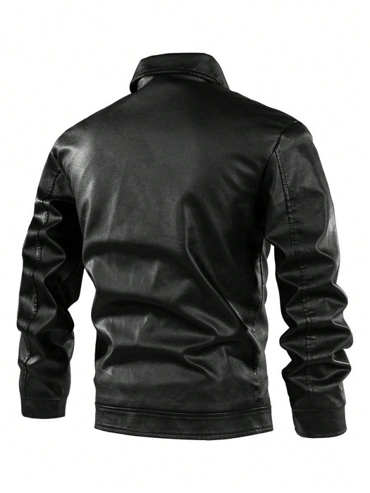 SHEIN Manfinity LEGND Chaqueta de motocicleta de cuero sintético con cremallera - Quierox - Tienda Online