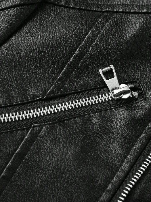 SHEIN Manfinity LEGND Chaqueta de motocicleta de cuero sintético con cremallera - Quierox - Tienda Online
