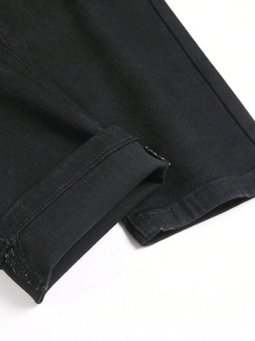 Shein Manfinity LEGND Vaqueros rotos de algodón con estampado de letras para hombre, corte slim - Quierox - Tienda Online