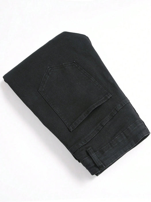 Shein Manfinity LEGND Vaqueros rotos de algodón con estampado de letras para hombre, corte slim - Quierox - Tienda Online