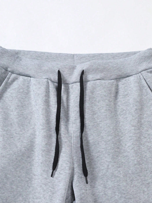 SHEIN Manfinity Pantalones deportivos con estampado de letras para hombre blancos - Quierox - Tienda Online