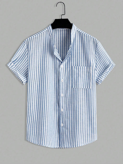 SHEIN Manfinity RelaxMax Camisa informal de manga corta con botones y rayas - Quierox - Tienda Online