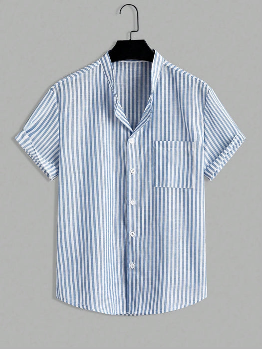 SHEIN Manfinity RelaxMax Camisa informal de manga corta con botones y rayas - Quierox - Tienda Online
