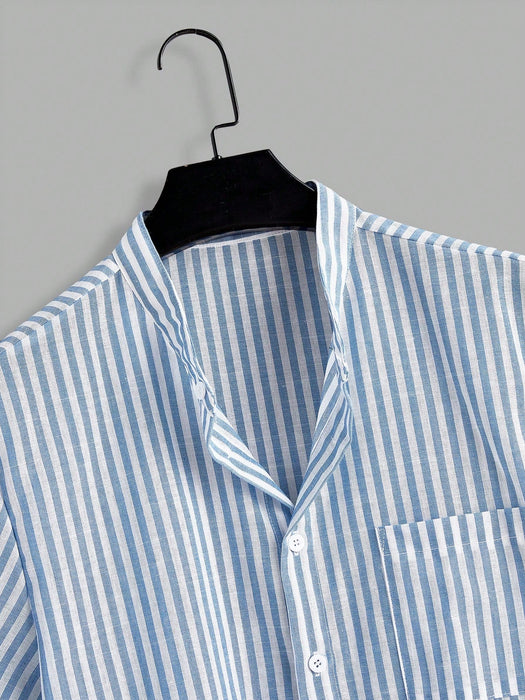 SHEIN Manfinity RelaxMax Camisa informal de manga corta con botones y rayas - Quierox - Tienda Online