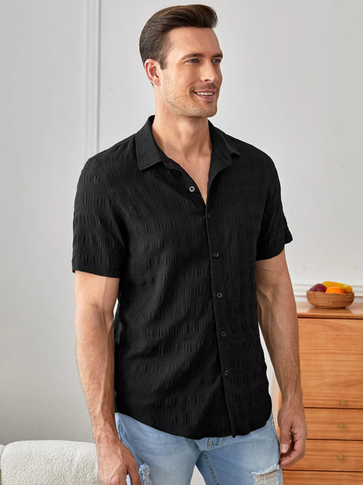 Shein Manfinity RelaxMax Hombres Camisa con botón bajo curvo - Quierox - Tienda Online