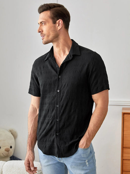 Shein Manfinity RelaxMax Hombres Camisa con botón bajo curvo - Quierox - Tienda Online