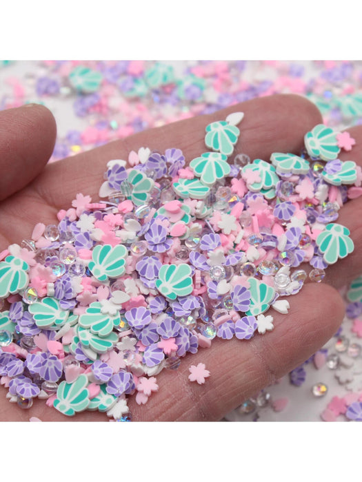 Shein Material para manualidades (20 g/pieza) para decoración de PVC: relleno, accesorios, concha verde, pétalos de flor de cerezo - Quierox - Tienda Online