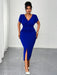 SHEIN Maweii Vestido corto ajustado de manga corta con cuello en V para mujer de tallas grandes - Quierox - Tienda Online
