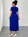 SHEIN Maweii Vestido corto ajustado de manga corta con cuello en V para mujer de tallas grandes - Quierox - Tienda Online