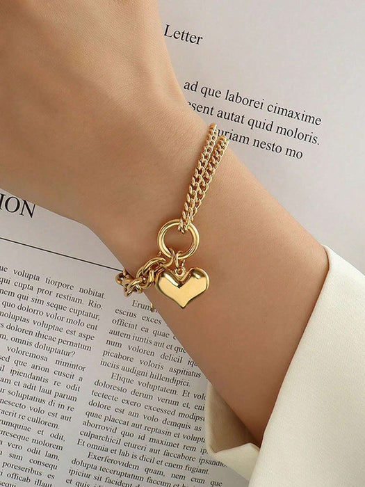 Shein MECYLIFE 1 pulsera de acero inoxidable con detalle de colgante de corazón para mujer - Quierox - Tienda Online