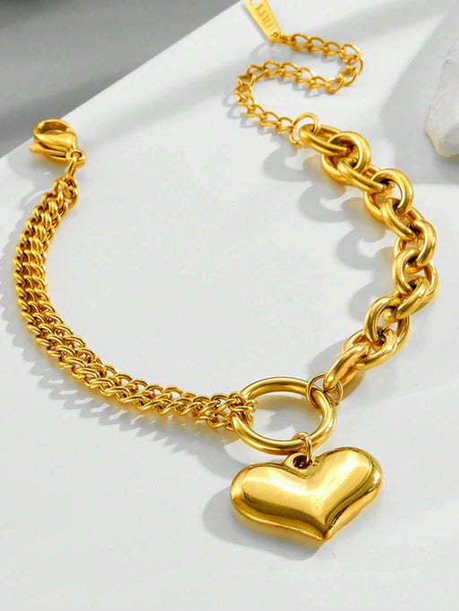 Shein MECYLIFE 1 pulsera de acero inoxidable con detalle de colgante de corazón para mujer - Quierox - Tienda Online
