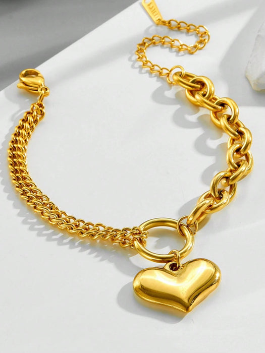 Shein MECYLIFE 1 pulsera de acero inoxidable con detalle de colgante de corazón para mujer - Quierox - Tienda Online