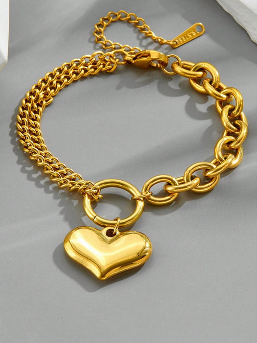 Shein MECYLIFE 1 pulsera de acero inoxidable con detalle de colgante de corazón para mujer - Quierox - Tienda Online