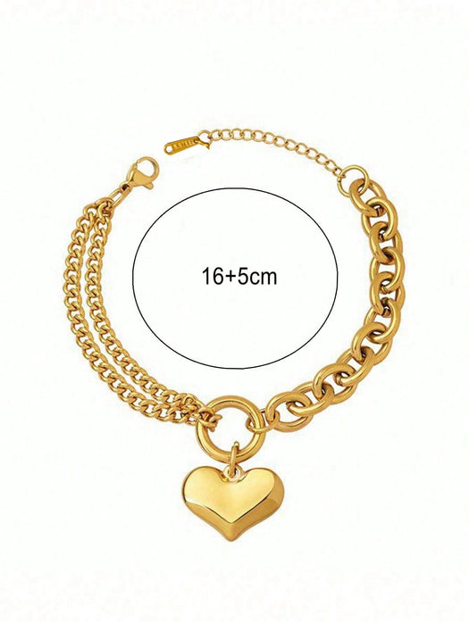 Shein MECYLIFE 1 pulsera de acero inoxidable con detalle de colgante de corazón para mujer - Quierox - Tienda Online