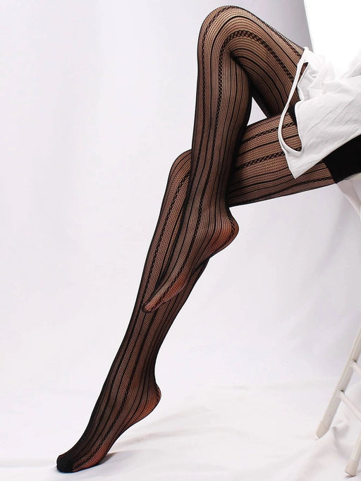 Shein Medias de rejilla con estampado de rayas - Quierox - Tienda Online