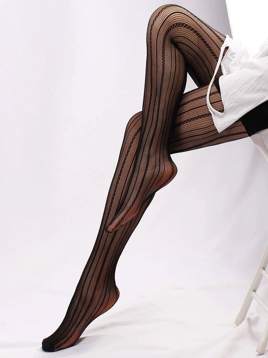 Shein Medias de rejilla con estampado de rayas - Quierox - Tienda Online