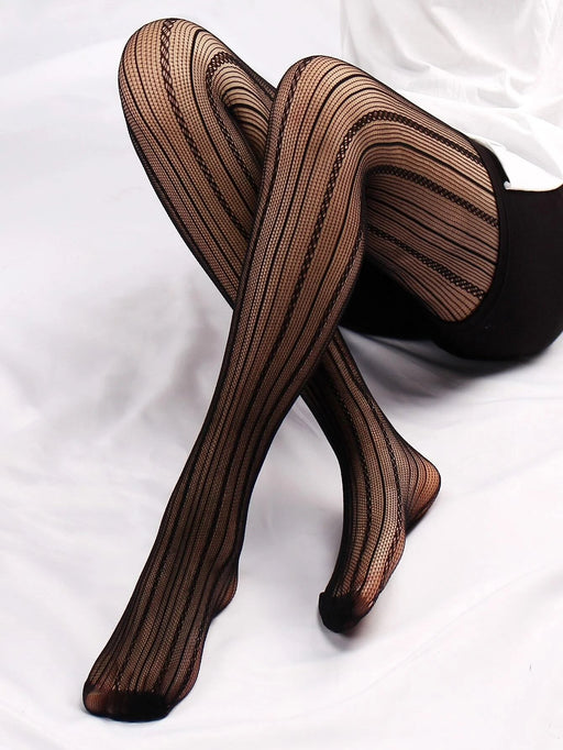 Shein Medias de rejilla con estampado de rayas - Quierox - Tienda Online