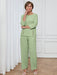SHEIN Miaspire Conjunto casual de camisa y pantalón de color liso para mujer - Quierox - Tienda Online