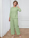 SHEIN Miaspire Conjunto casual de camisa y pantalón de color liso para mujer - Quierox - Tienda Online