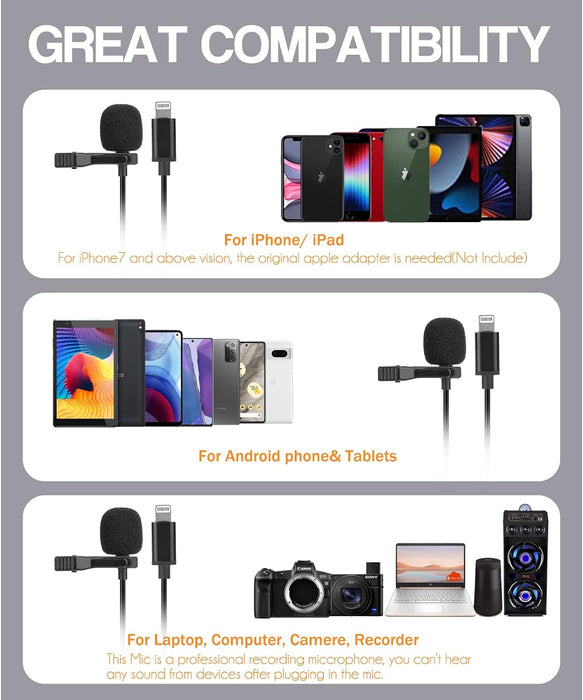 Shein Micrófono de solapa profesional para iPhone, condensador para grabación en teléfono - Quierox - Tienda Online