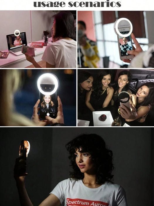 Shein Mini aro de luz para teléfono para selfies y videos, luz de belleza - Quierox - Tienda Online