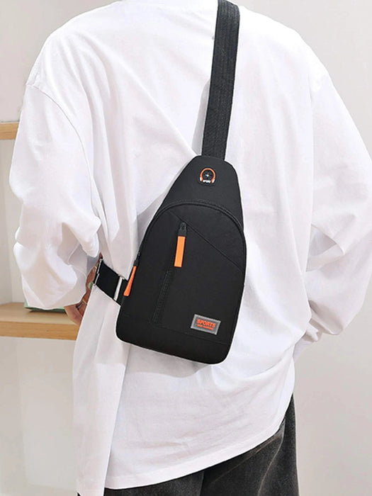 Shein Mini bolso bandolera con decoración de parches de letras para hombre - Quierox - Tienda Online